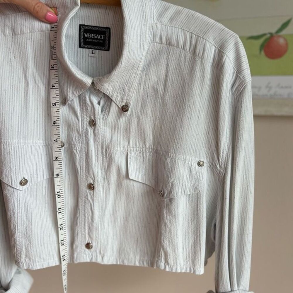 Vintage Versace Oxford Button Down Shirt Reworked Designer - Picture 9 of 10